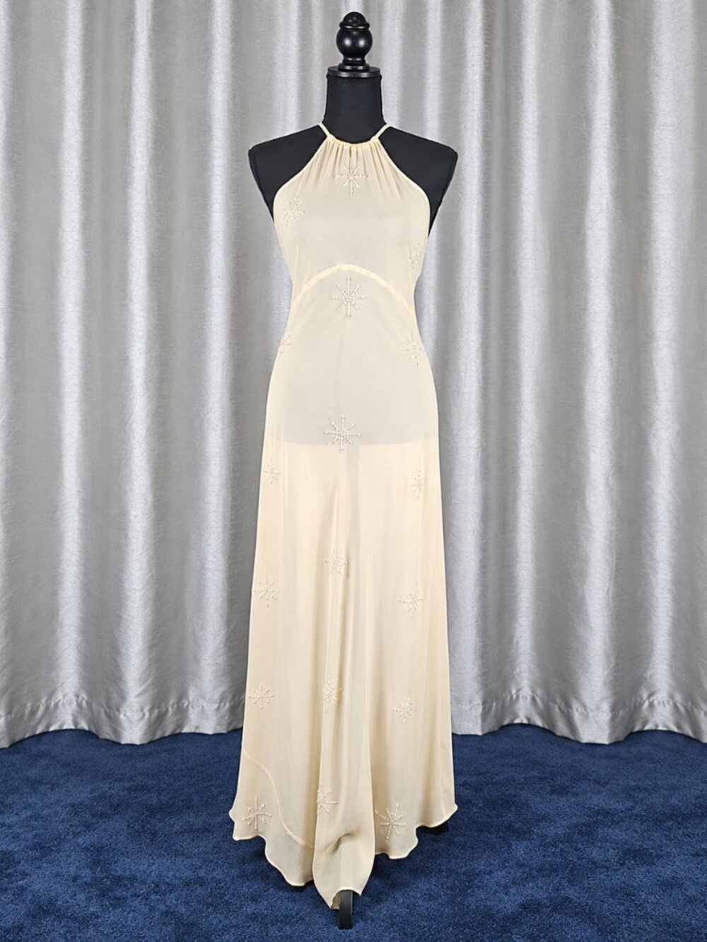 Rare VTG Victoria’s Secret Beaded Starburst Halter Gown Size L